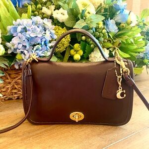 Like New Coach Vintage Casino Bag Mahogany 9924 + Coach “C” bag charm